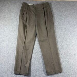 Mark Shale Mens Pleated Wool Dress Pants Brown Made in Italy Cuffed 34x31